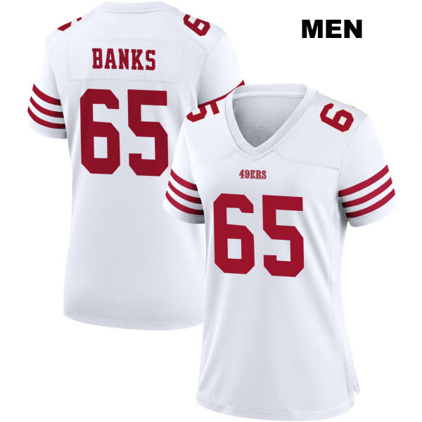 Aaron Banks San Francisco 49ers Mens Home Stitched Number 65 White Football Jersey
