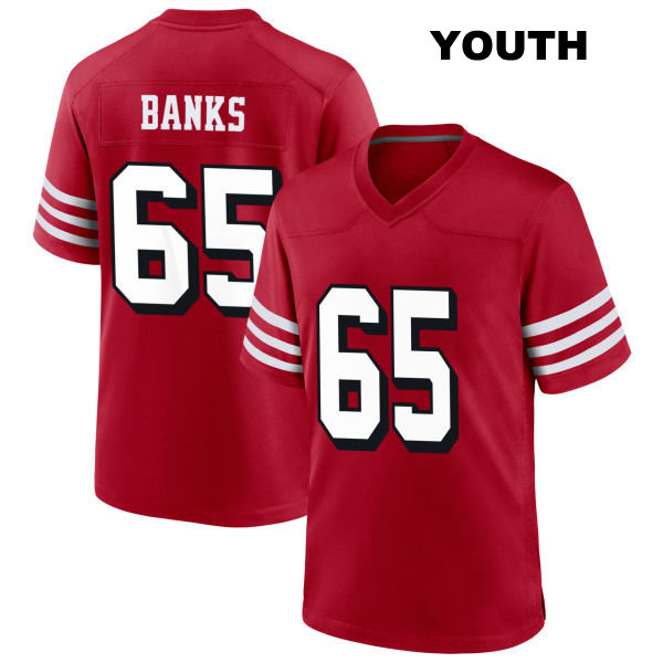 Alternate Aaron Banks San Francisco 49ers Youth Number 65 Stitched Scarlet Football Jersey
