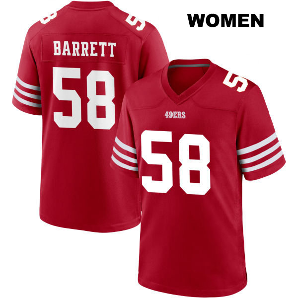 Alex Barrett San Francisco 49ers Stitched Womens Number 58 Home Red Football Jersey
