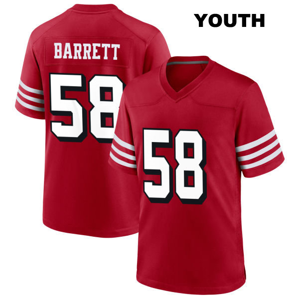 Alex Barrett Alternate San Francisco 49ers Youth Number 58 Stitched Scarlet Football Jersey