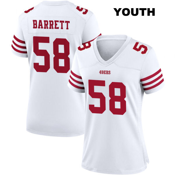 Stitched Alex Barrett Home San Francisco 49ers Youth Number 58 White Football Jersey