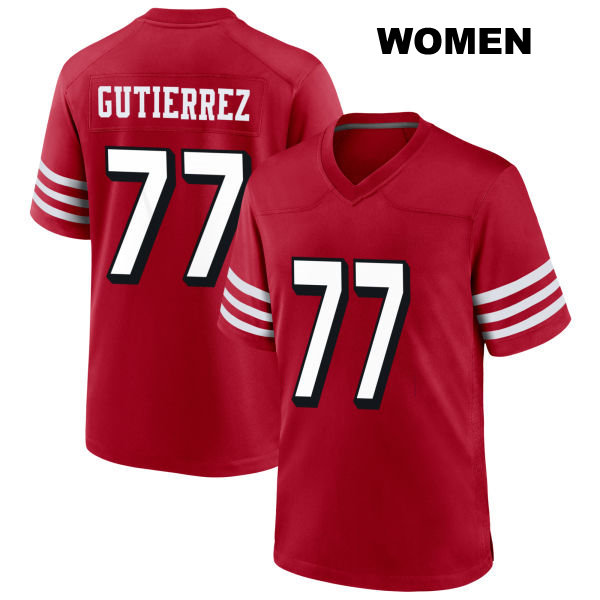 Alfredo Gutierrez San Francisco 49ers Stitched Womens Alternate Number 77 Scarlet Football Jersey
