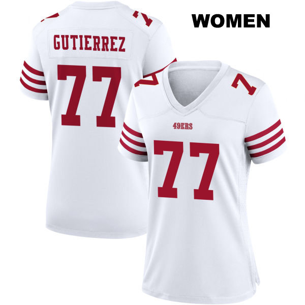 Stitched Alfredo Gutierrez San Francisco 49ers Womens Home Number 77 White Football Jersey