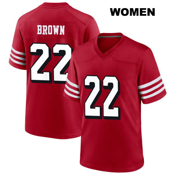 Anthony Brown Stitched San Francisco 49ers Womens Alternate Number 22 Scarlet Football Jersey