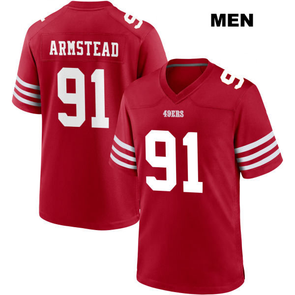 Stitched Arik Armstead San Francisco 49ers Home Mens Number 91 Red Football Jersey