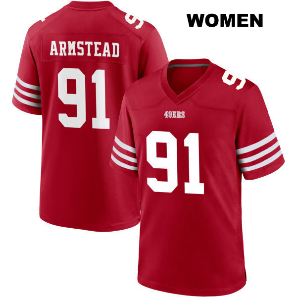 Arik Armstead San Francisco 49ers Home Womens Number 91 Stitched Red Football Jersey
