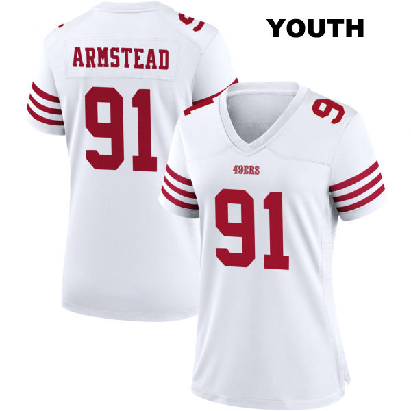 Stitched Arik Armstead San Francisco 49ers Home Youth Number 91 White Football Jersey