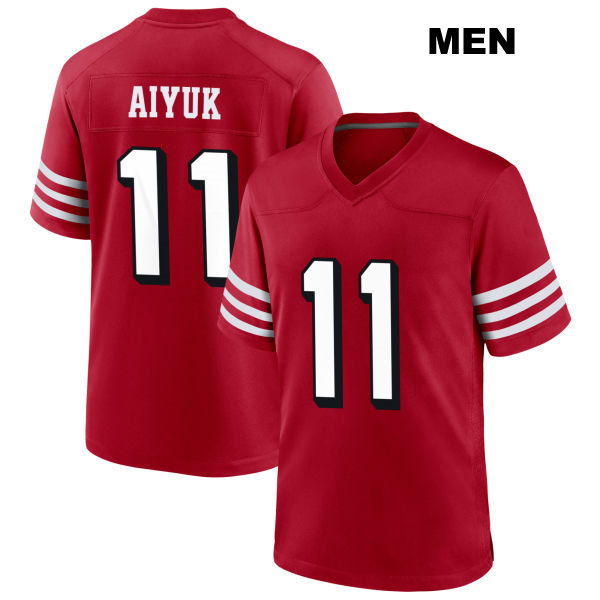 Alternate Brandon Aiyuk Stitched San Francisco 49ers Mens Number 11 Scarlet Football Jersey
