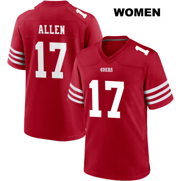 Brandon Allen Home San Francisco 49ers Womens Number 17 Stitched Red Football Jersey