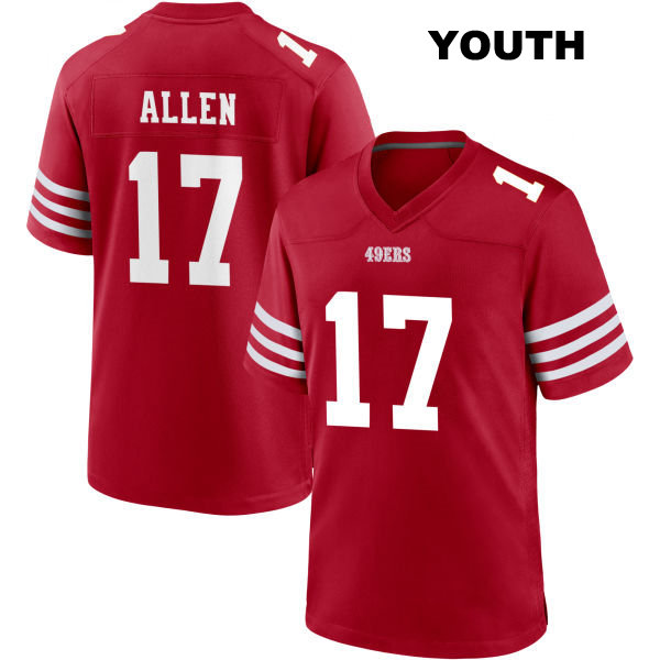 Brandon Allen San Francisco 49ers Home Youth Number 17 Stitched Red Football Jersey