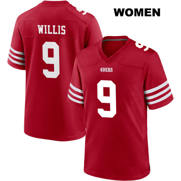 Brayden Willis Stitched San Francisco 49ers Home Womens Number 9 Red Football Jersey