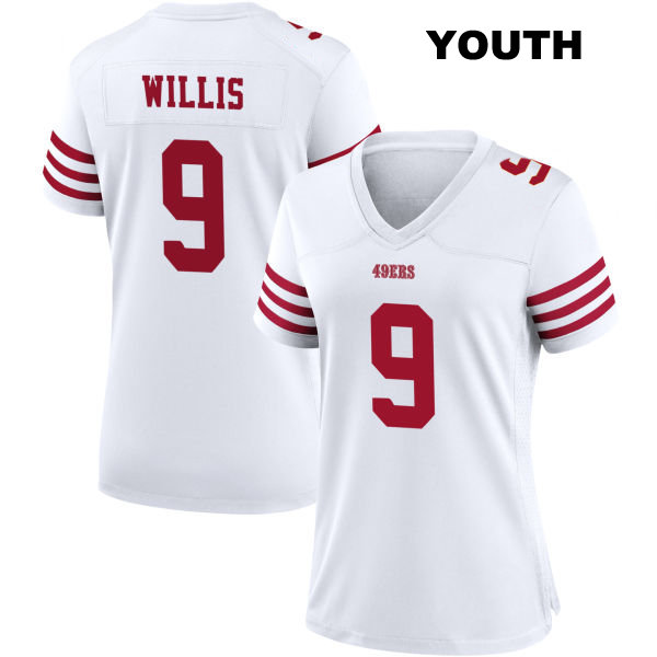 Brayden Willis Home San Francisco 49ers Youth Stitched Number 9 White Football Jersey