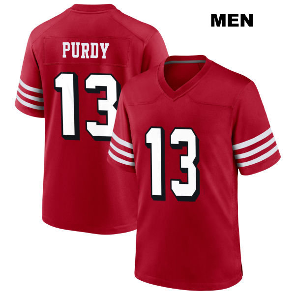 Stitched Brock Purdy Alternate San Francisco 49ers Mens Number 13 Scarlet Football Jersey