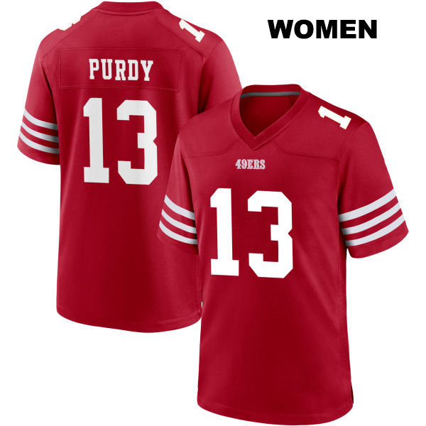 Stitched Brock Purdy San Francisco 49ers Womens Number 13 Home Red Football Jersey