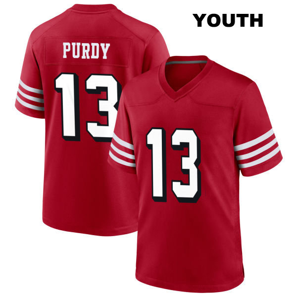 Brock Purdy Stitched Alternate San Francisco 49ers Youth Number 13 Scarlet Football Jersey