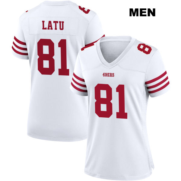 Cameron Latu San Francisco 49ers Mens Stitched Number 81 Home White Football Jersey