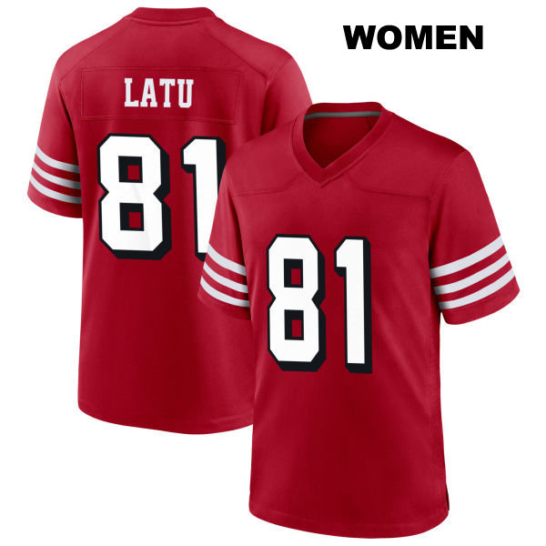 Cameron Latu Stitched San Francisco 49ers Womens Alternate Number 81 Scarlet Football Jersey