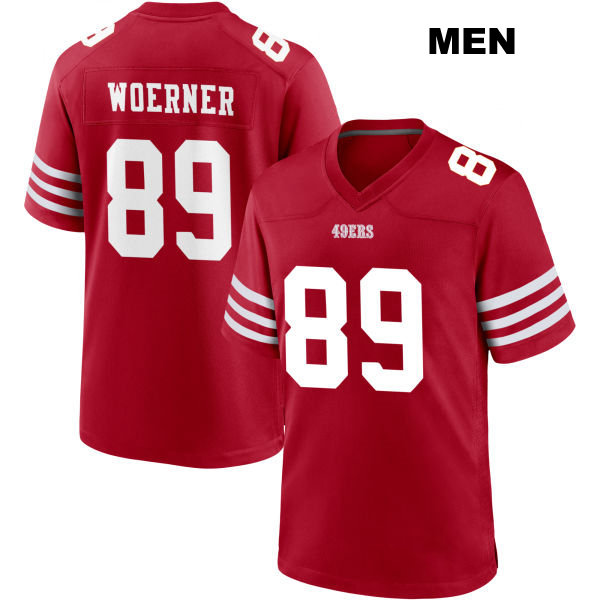 Charlie Woerner Stitched San Francisco 49ers Home Mens Number 89 Red Football Jersey