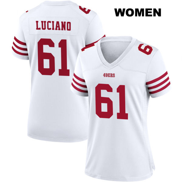 Corey Luciano Stitched San Francisco 49ers Home Womens Number 61 White Football Jersey