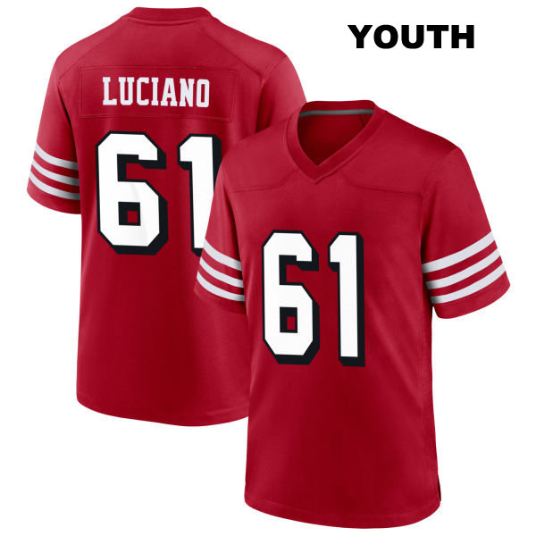Alternate Corey Luciano Stitched San Francisco 49ers Youth Number 61 Scarlet Football Jersey