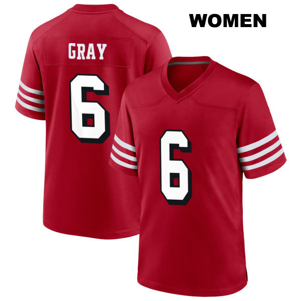 Danny Gray Stitched San Francisco 49ers Alternate Womens Number 6 Scarlet Football Jersey