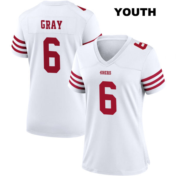 Danny Gray Stitched San Francisco 49ers Home Youth Number 6 White Football Jersey