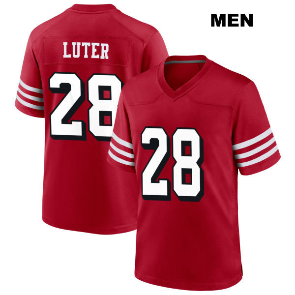 Stitched Darrell Luter Jr. Alternate San Francisco 49ers Mens Number 28 Scarlet Football Jersey