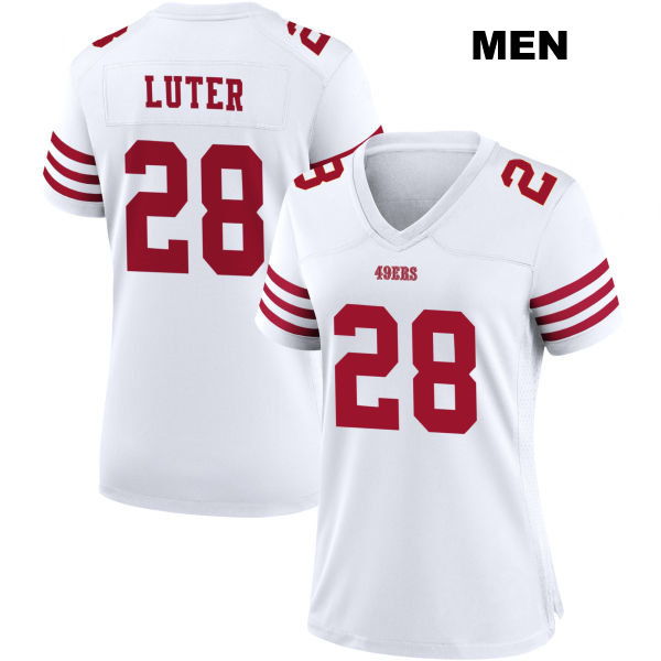 Stitched Darrell Luter Jr. San Francisco 49ers Home Mens Number 28 White Football Jersey