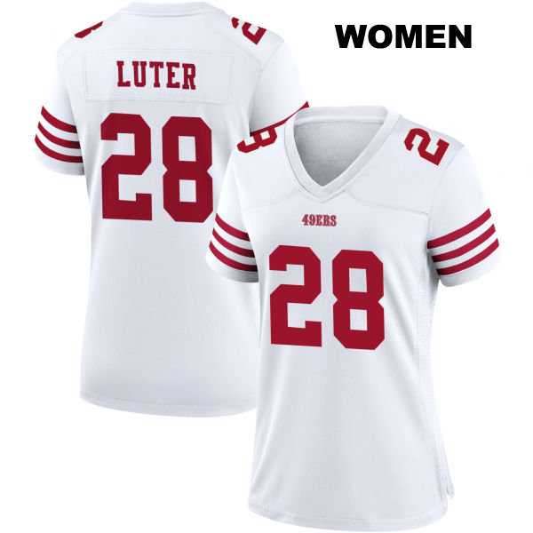 Darrell Luter Jr. Stitched San Francisco 49ers Womens Home Number 28 White Football Jersey