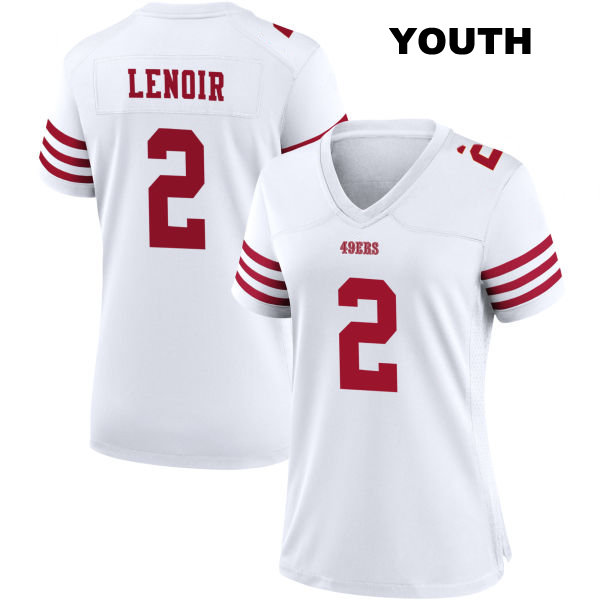 Stitched Deommodore Lenoir Home San Francisco 49ers Youth Number 2 White Football Jersey