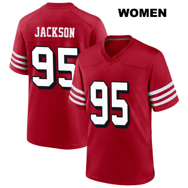 Alternate Drake Jackson San Francisco 49ers Womens Stitched Number 95 Scarlet Football Jersey