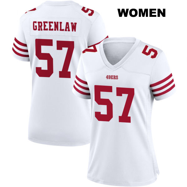 Stitched Dre Greenlaw Home San Francisco 49ers Womens Number 57 White Football Jersey