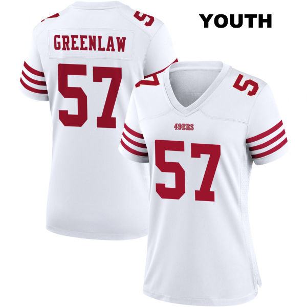 Dre Greenlaw Stitched San Francisco 49ers Youth Number 57 Home White Football Jersey