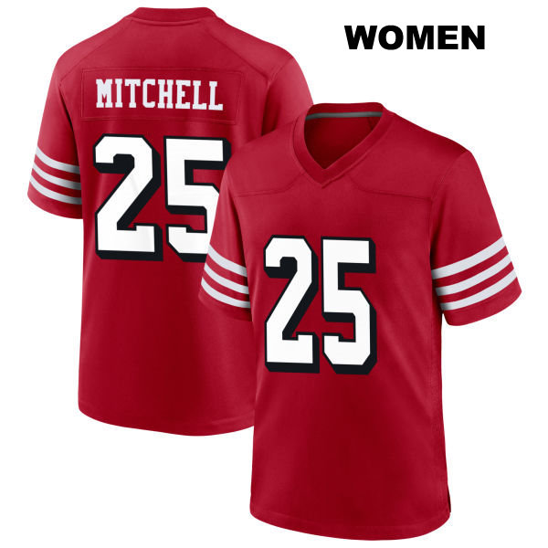 Alternate Elijah Mitchell Stitched San Francisco 49ers Womens Number 25 Scarlet Football Jersey