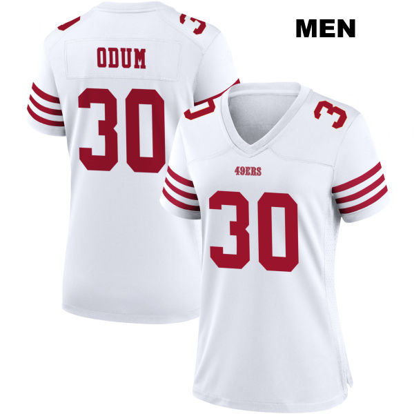 George Odum San Francisco 49ers Mens Home Number 30 Stitched White Football Jersey
