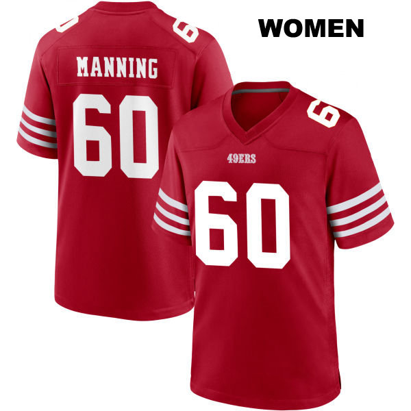 Ilm Manning Stitched San Francisco 49ers Home Womens Number 60 Red Football Jersey