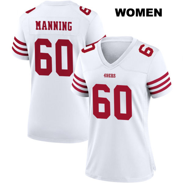 Ilm Manning Stitched San Francisco 49ers Womens Number 60 Home White Football Jersey