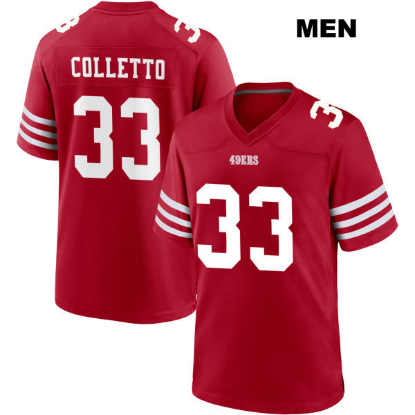 Jack Colletto San Francisco 49ers Home Mens Stitched Number 33 Red Football Jersey