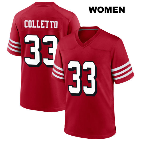 Jack Colletto San Francisco 49ers Womens Stitched Number 33 Alternate Scarlet Football Jersey