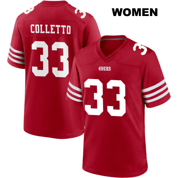 Jack Colletto San Francisco 49ers Stitched Womens Number 33 Home Red Football Jersey