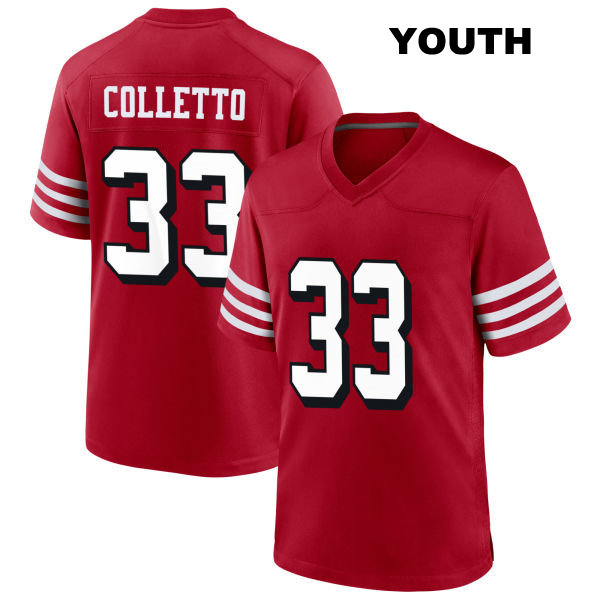 Jack Colletto Alternate San Francisco 49ers Stitched Youth Number 33 Scarlet Football Jersey