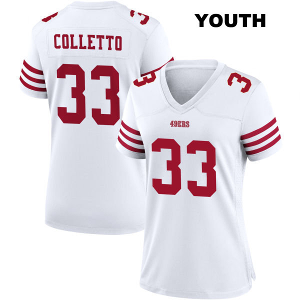 Jack Colletto San Francisco 49ers Stitched Youth Home Number 33 White Football Jersey
