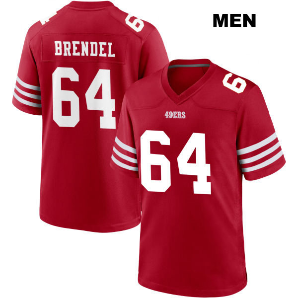 Jake Brendel San Francisco 49ers Mens Stitched Number 64 Home Red Football Jersey
