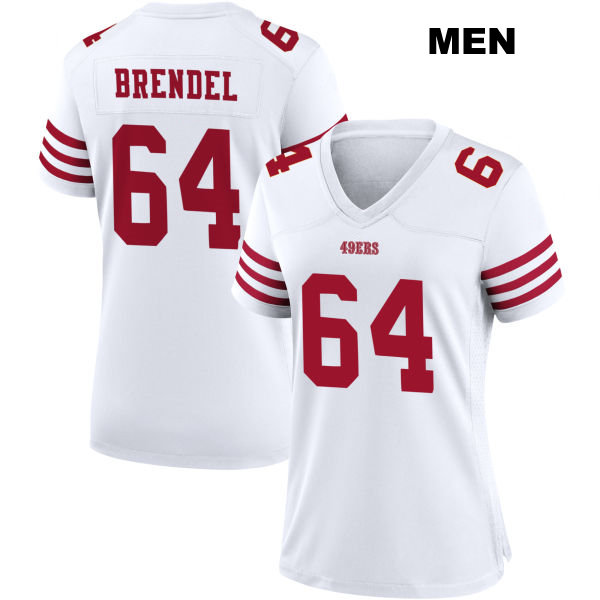 Jake Brendel San Francisco 49ers Mens Stitched Number 64 Home White Football Jersey