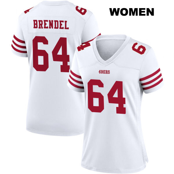 Jake Brendel San Francisco 49ers Stitched Home Womens Number 64 White Football Jersey