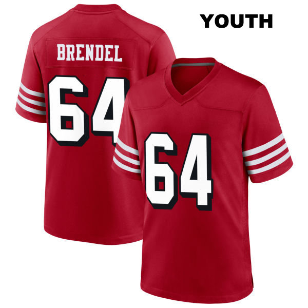 Jake Brendel Stitched San Francisco 49ers Youth Alternate Number 64 Scarlet Football Jersey