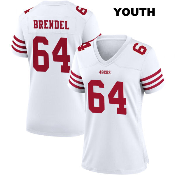 Jake Brendel Stitched San Francisco 49ers Youth Home Number 64 White Football Jersey