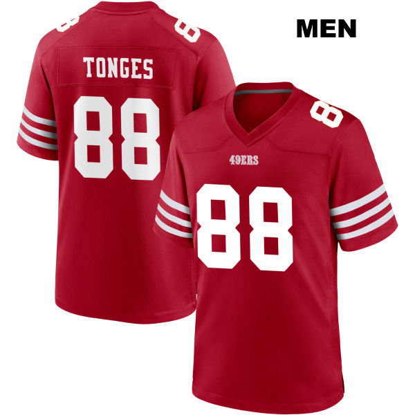 Jake Tonges Home San Francisco 49ers Stitched Mens Number 88 Red Football Jersey