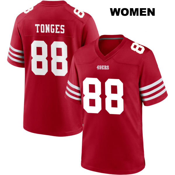 Jake Tonges San Francisco 49ers Stitched Womens Number 88 Home Red Football Jersey