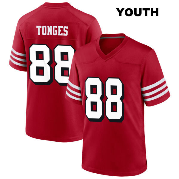 Jake Tonges Stitched San Francisco 49ers Youth Number 88 Alternate Scarlet Football Jersey